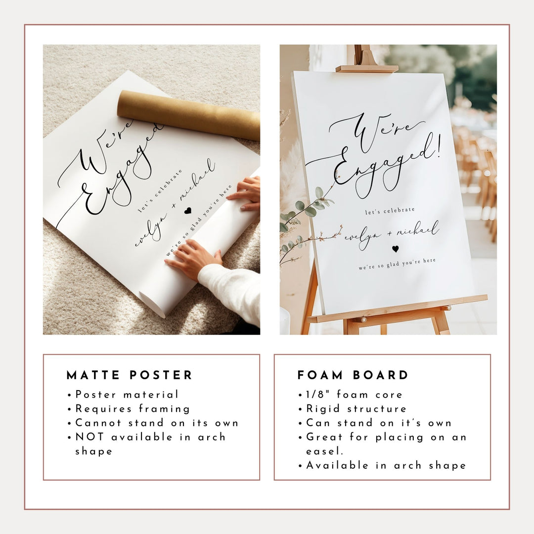 EVELYN We're Engaged Minimalist Engagement Party Sign
