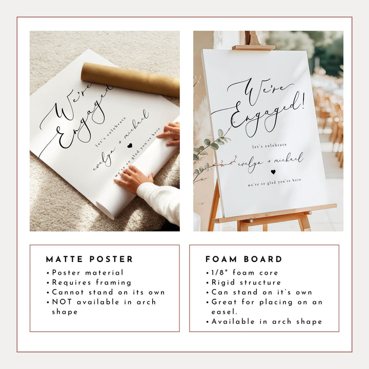EVELYN We're Engaged Minimalist Engagement Party Sign