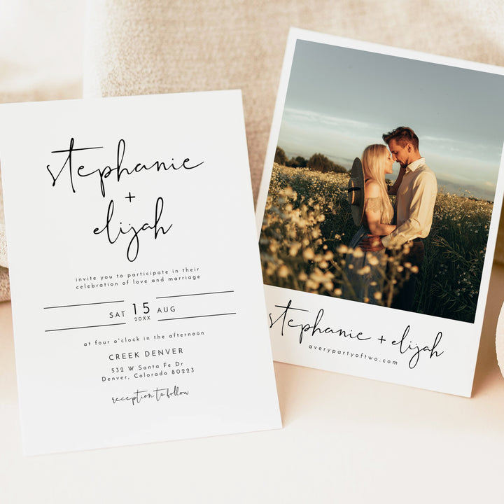 ADELLA Modern Minimalist Wedding Photo Invitation Suite