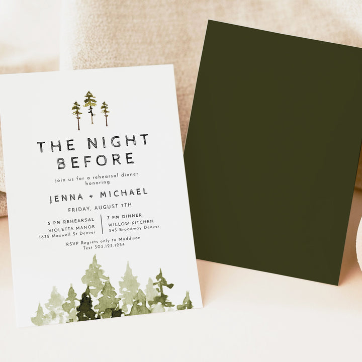JENNA The Night Before Outdoor Wedding Rehearsal Dinner Invitation