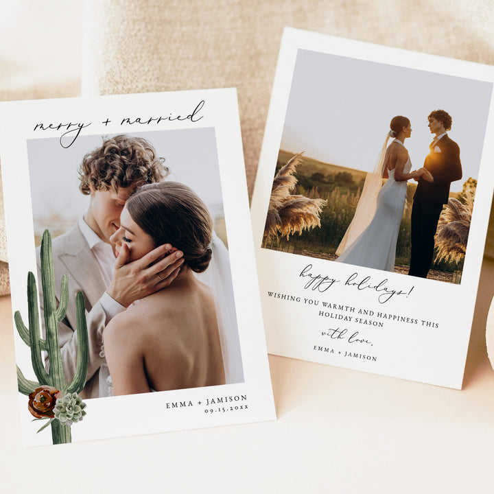ELEANOR Merry and Married Southwestern Boho Christmas Card with Photos