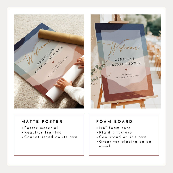 OPHELIA Modern Burnt Orange Desert Bridal Shower Welcome Sign