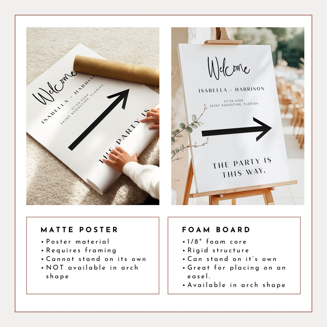 WILLOW Modern Minimalist Wedding Direction Arrow Sign