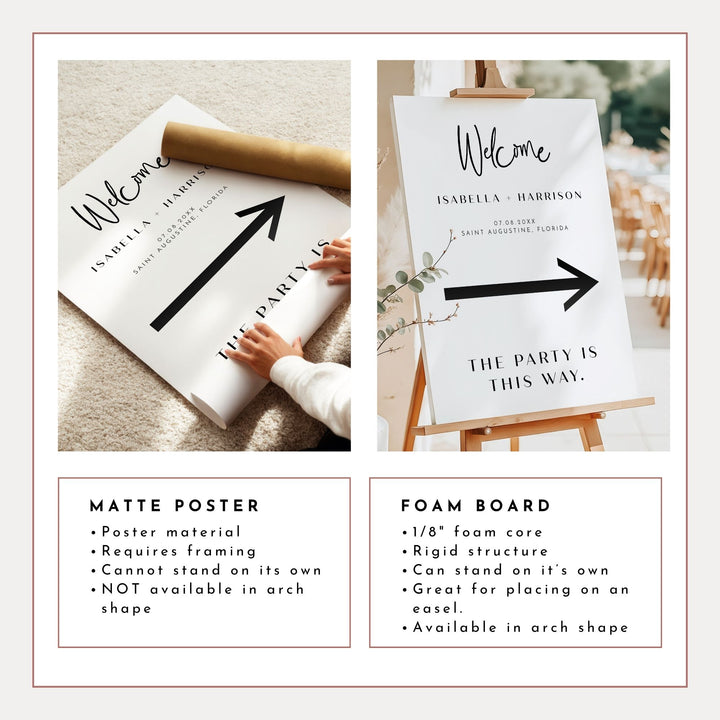 WILLOW Modern Minimalist Wedding Direction Arrow Sign