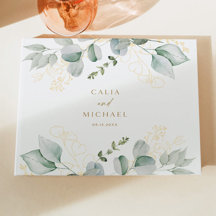CALIA Sage Green Garden Wedding Guest Book Keepsake