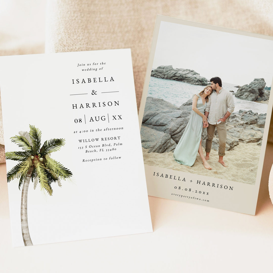 MONA Beach Destination Wedding Invitation Suite with Photo