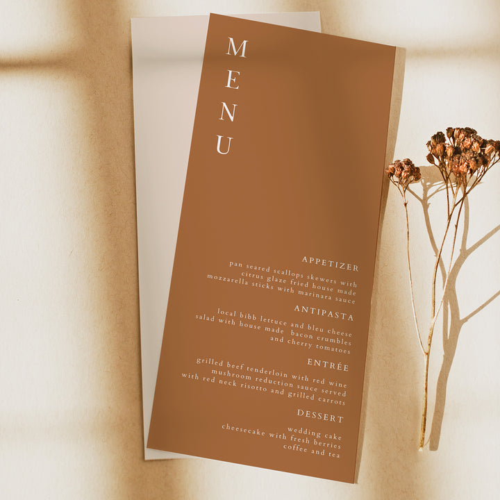 MIA Minimalist Bohemian Terracotta Menu Cards