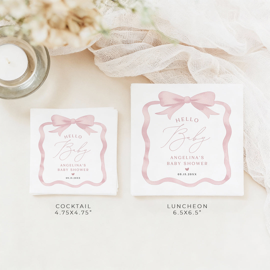 ANGELINA Elegant Baby Girl Shower Napkins Personalized