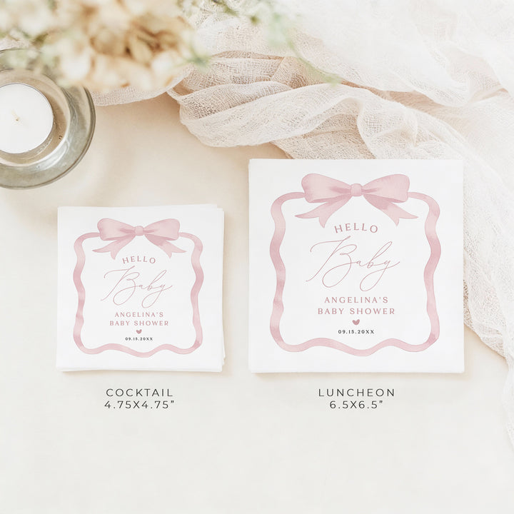 ANGELINA Elegant Baby Girl Shower Napkins Personalized