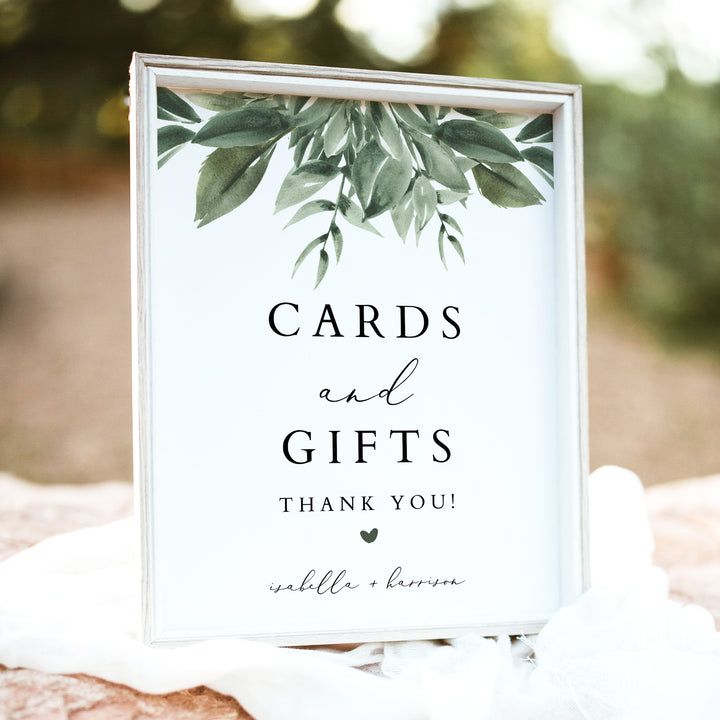 LANA Winter Greenery Cards and Gifts Wedding Sign