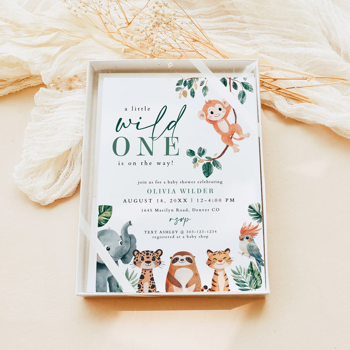 WILDER Wild One Jungle Baby Shower Invitation Bundle