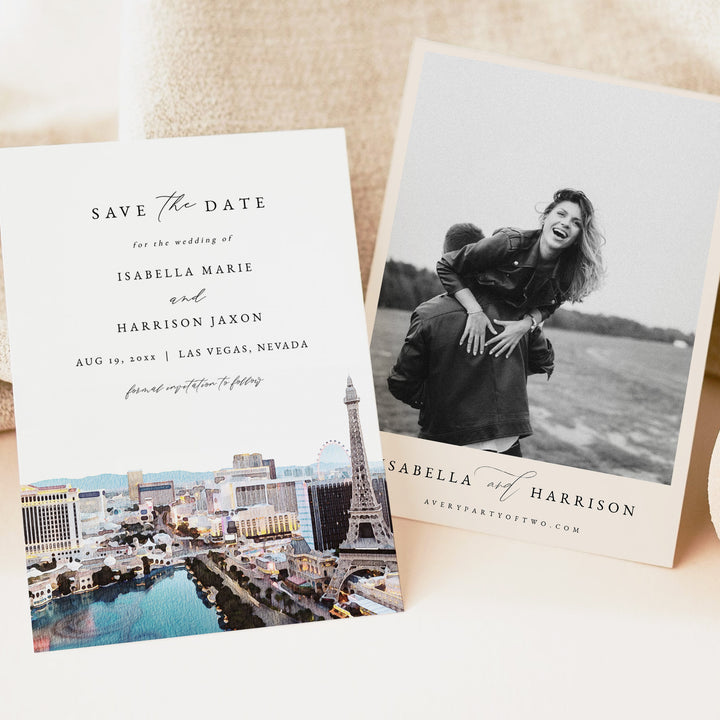 LAS VEGAS Strip Skyline Wedding Photo Save the Dates