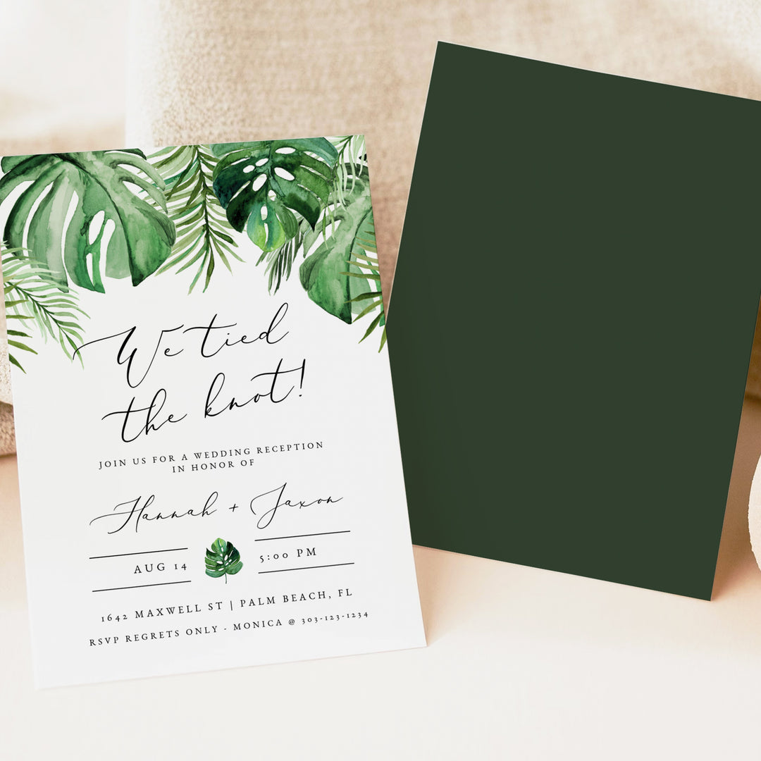 CORA We Tied the Knot Tropical Elopement Reception Invitation