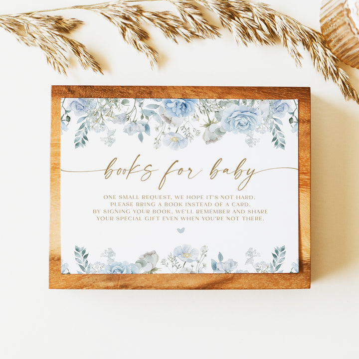 FLEUR Dusty Blue Boho Floral Books for Baby Card