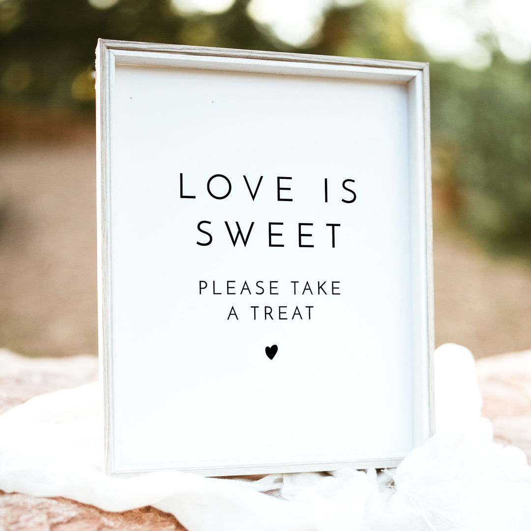 KENNEDY Love is Sweet Take a Treat Modern Wedding Table Sign Unframed