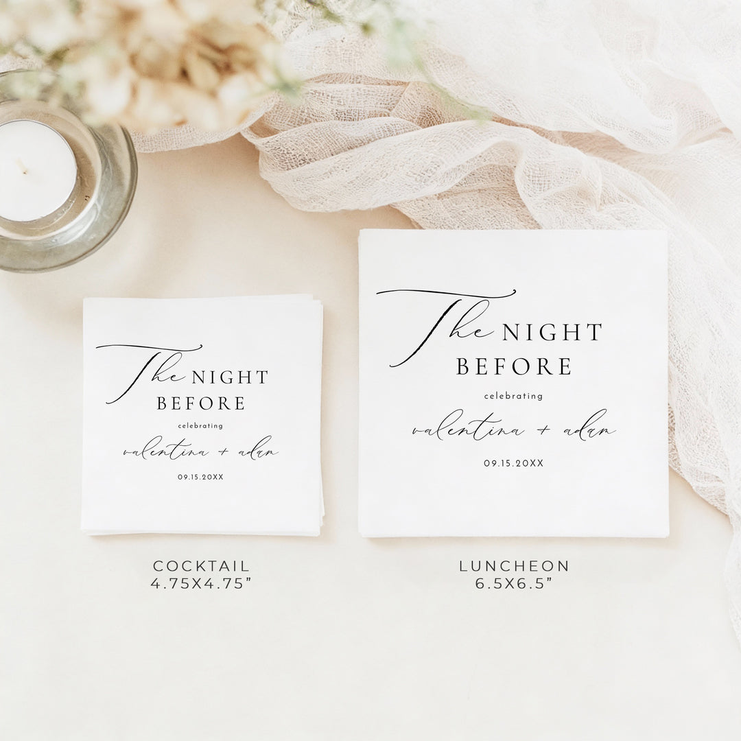 VALENTINA Personalized The Night Before Rehearsal Dinner Napkins