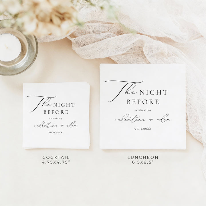 VALENTINA Personalized The Night Before Rehearsal Dinner Napkins
