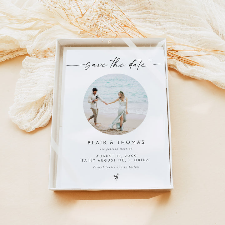 BLAIR Boho Wedding Save the Date Cards with Photo