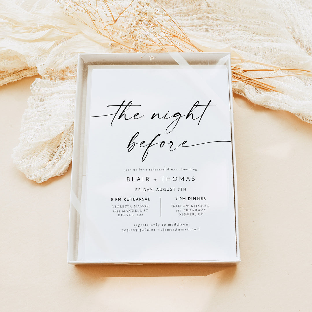 BLAIR The Night Before Minimalist Rehearsal Dinner Invitation