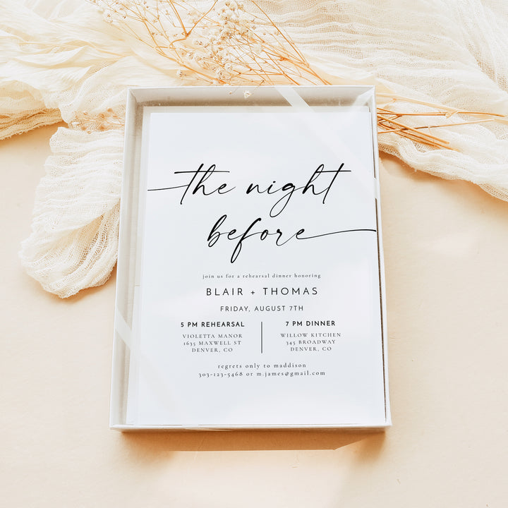 BLAIR The Night Before Minimalist Rehearsal Dinner Invitation