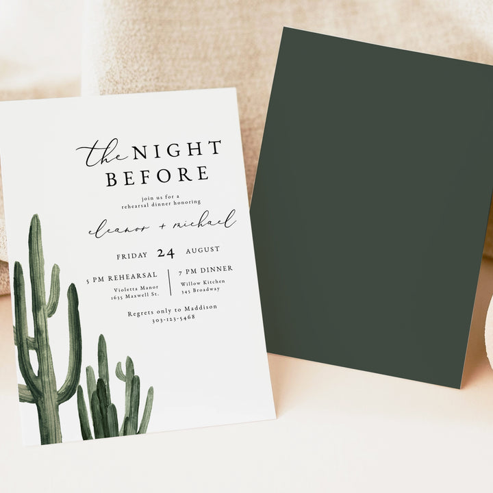 ELEANOR The Night Before Green Wedding Rehearsal Dinner Invitation