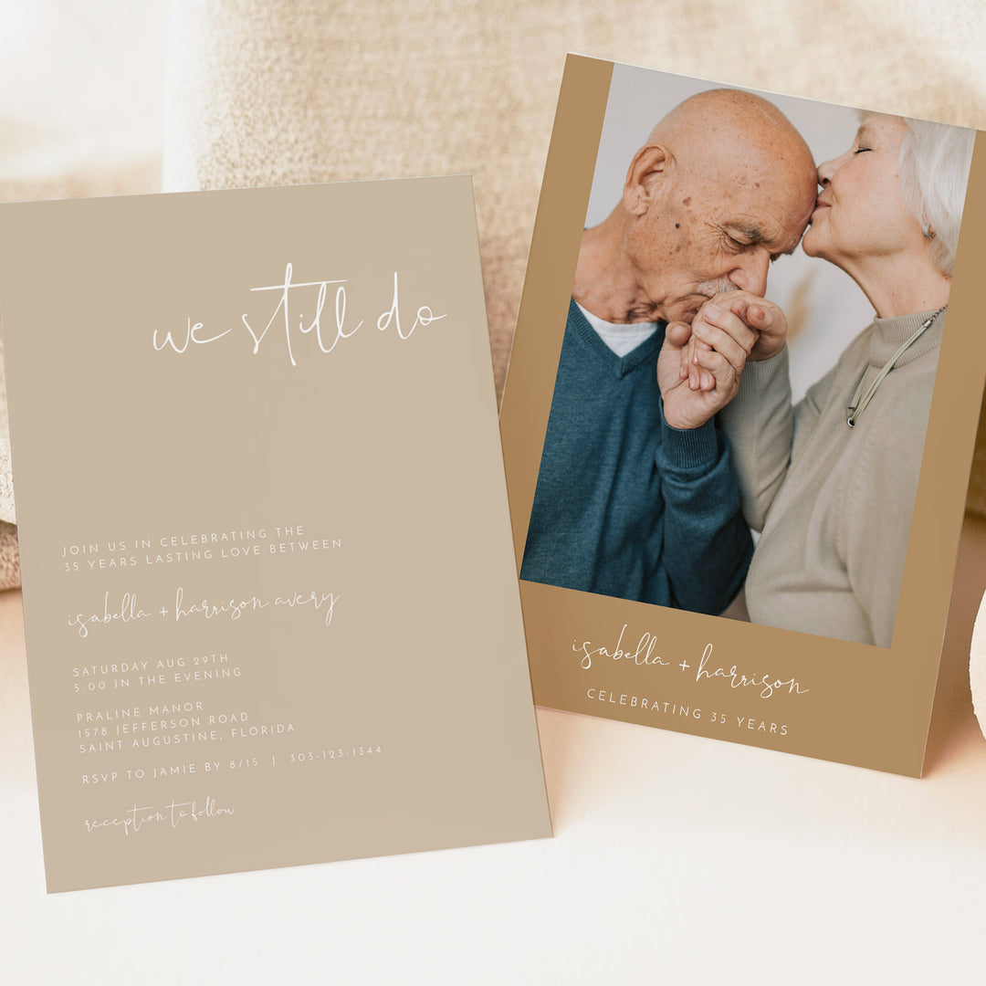 INDIE Romantic Boho We Still Do Vow Renewal Invitations