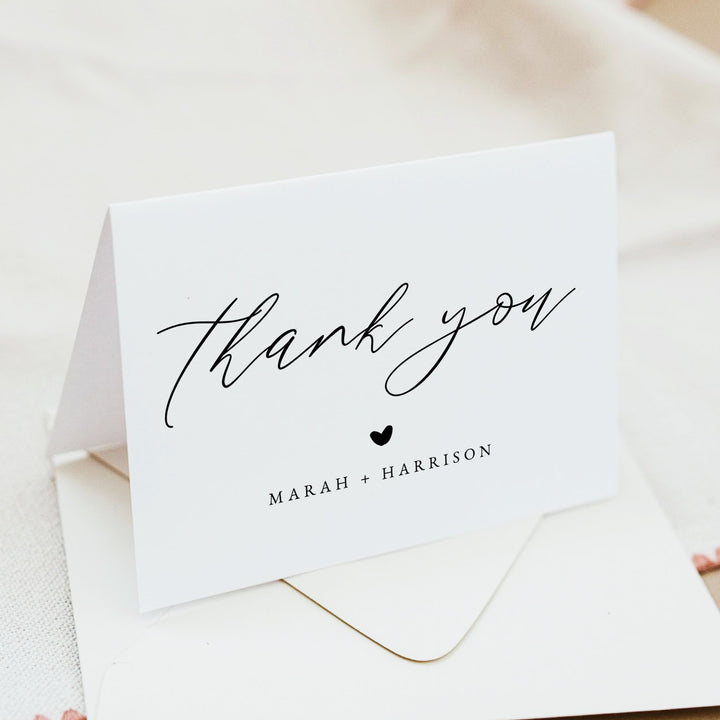 MARAH Personalized Black and White Calligraphy Thank You Cards