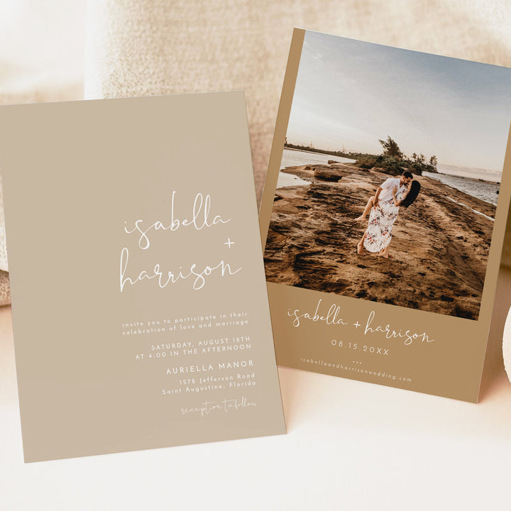 INDIE Minimalist Romantic Wedding Invitation Suite with Photo