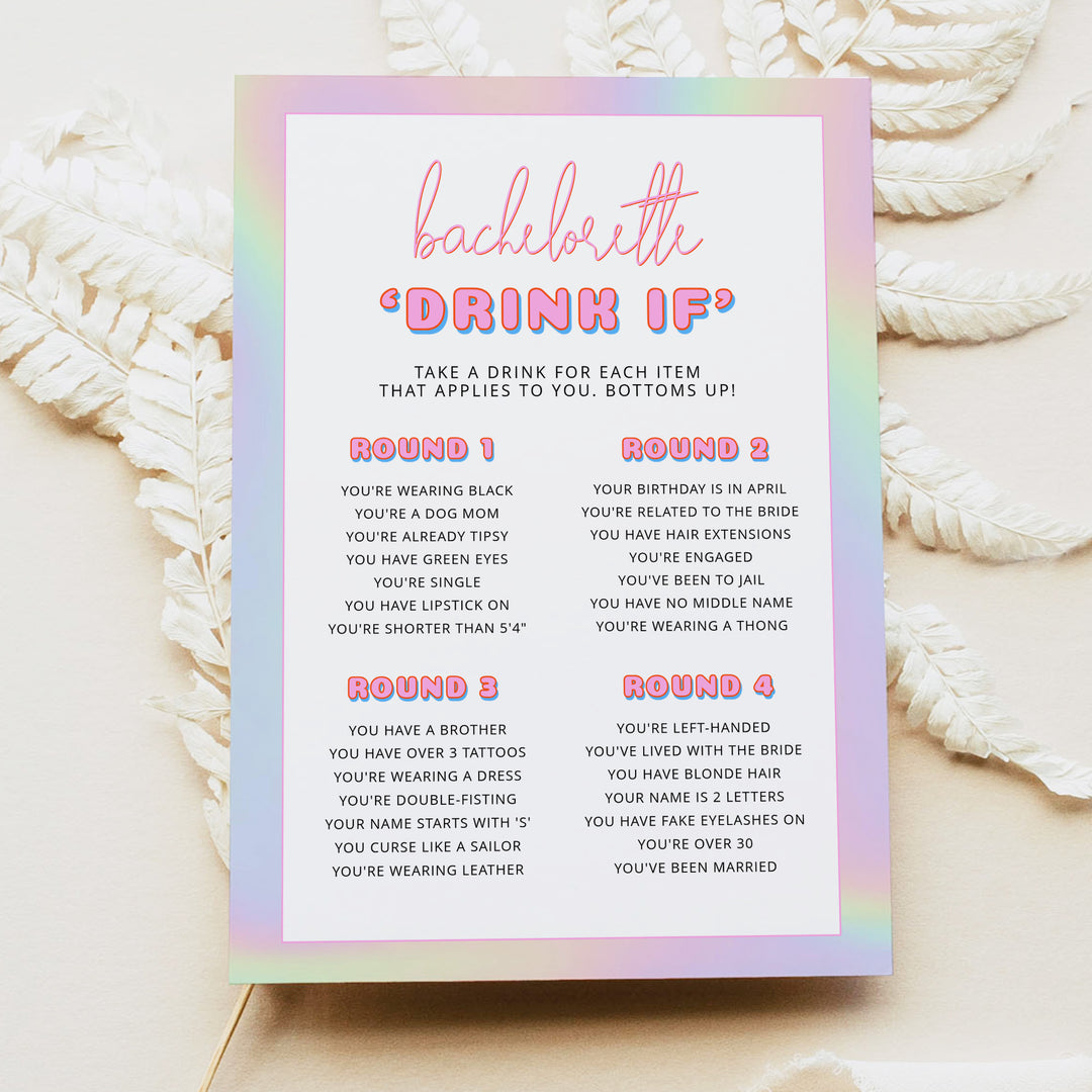 DINA Y2K Disco Drink if Bachelorette Party Drinking Game Cards