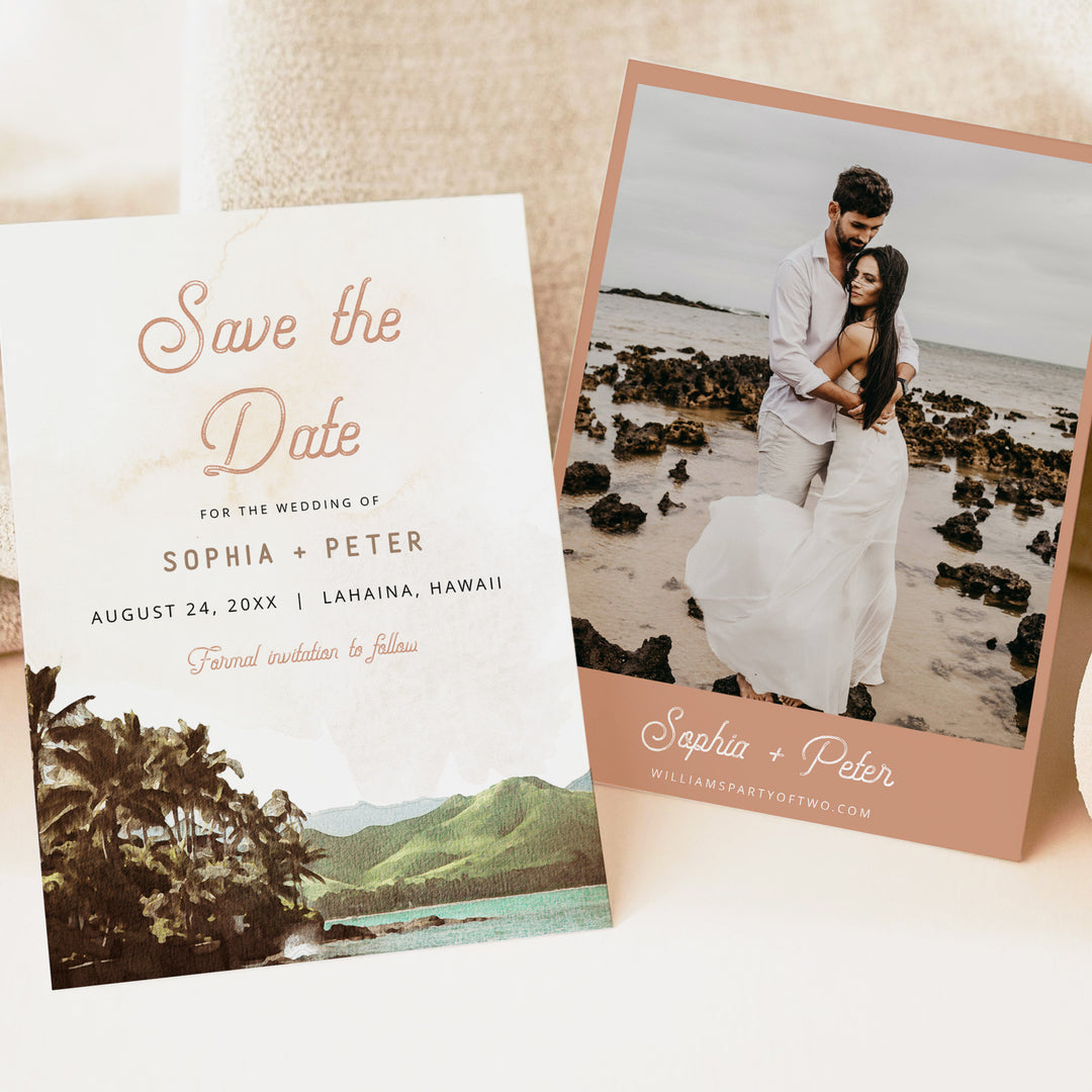 NANI Hawaii Beach Wedding Photo Save the Date Cards