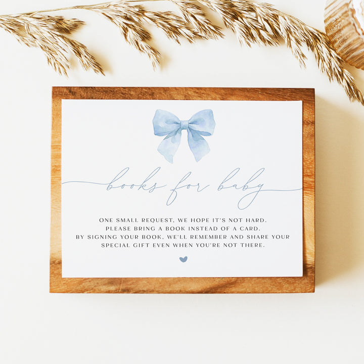 ANGELINA Dusty Blue Coquette Bow Books for Baby Insert Card