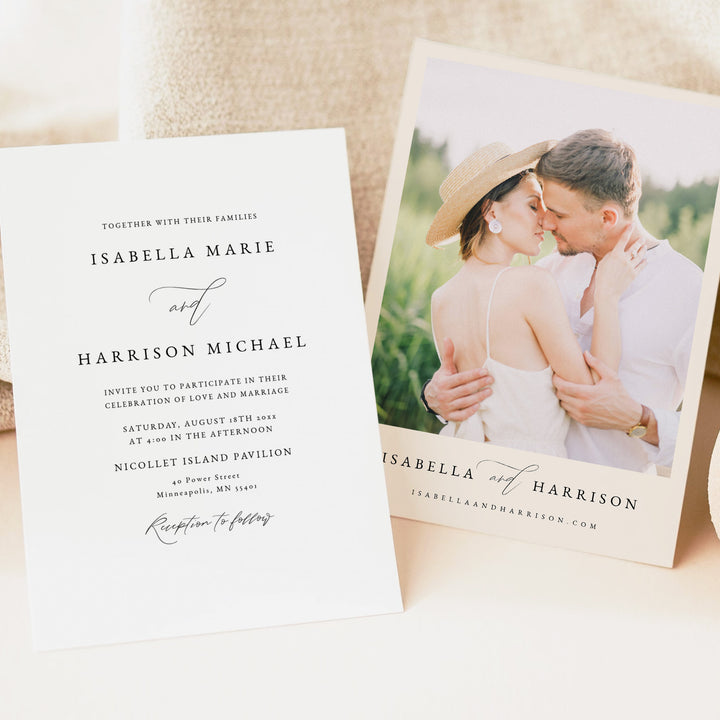 MARAH Romantic Script Photo Wedding Invitations