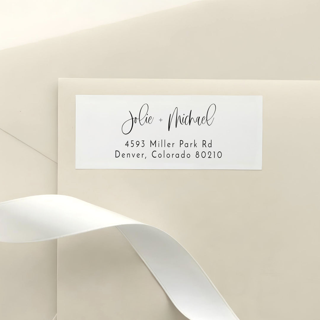 JOLIE Black and White Boho Wedding Return Address Label