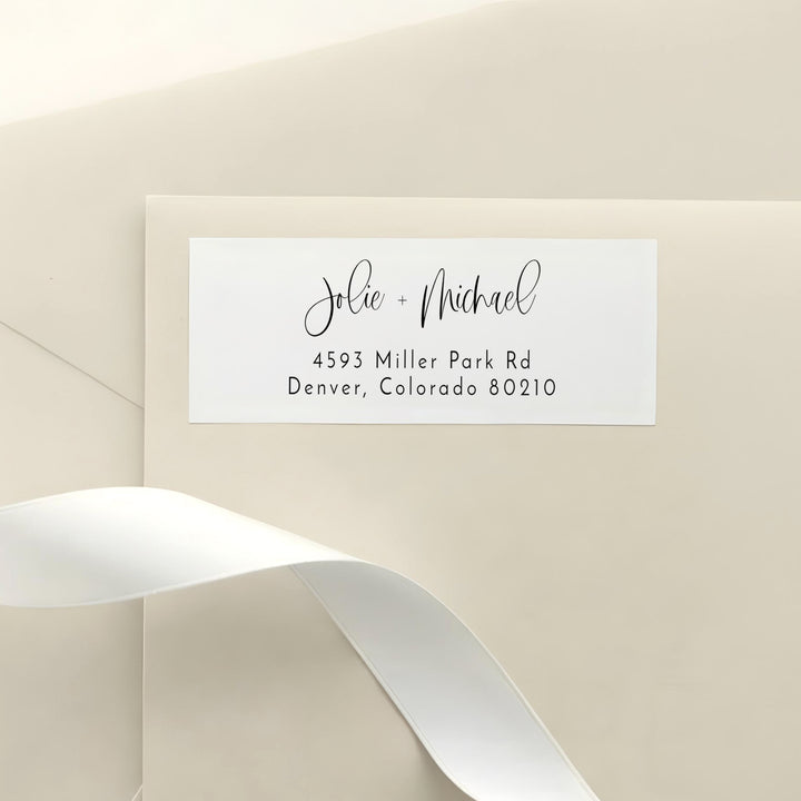 JOLIE Black and White Boho Wedding Return Address Label