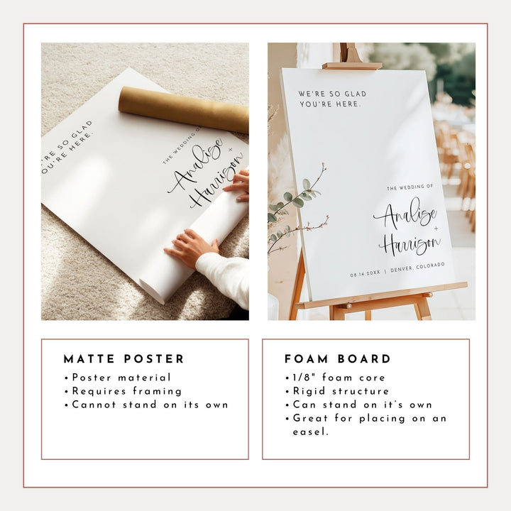 JOLIE We're So Glad You're Here Minimalist Wedding Welcome Sign