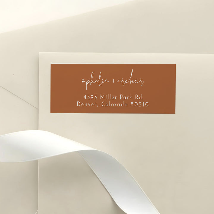CORIANDER Modern Terracotta Wedding Return Address Labels
