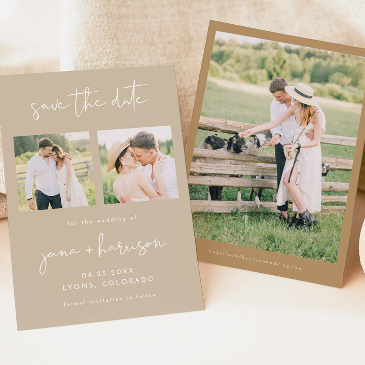 INDIE Modern Taupe Photo Save the Date Wedding Invitation