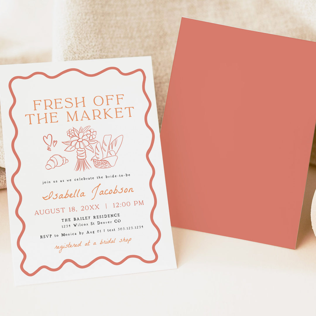 ELIZA Fresh Off The Market Whimsical Bridal Brunch Invitation