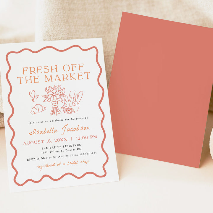 ELIZA Fresh Off The Market Whimsical Bridal Brunch Invitation