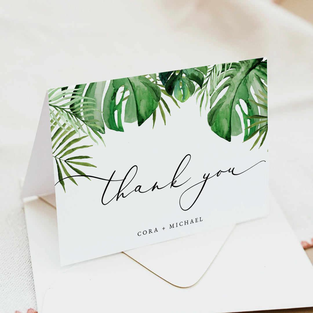 CORA Personalized Tropical Thank You Cards with Envelope