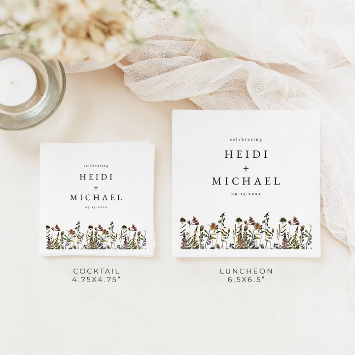 HEIDI Bohemian Wildflower Wedding Reception Napkins