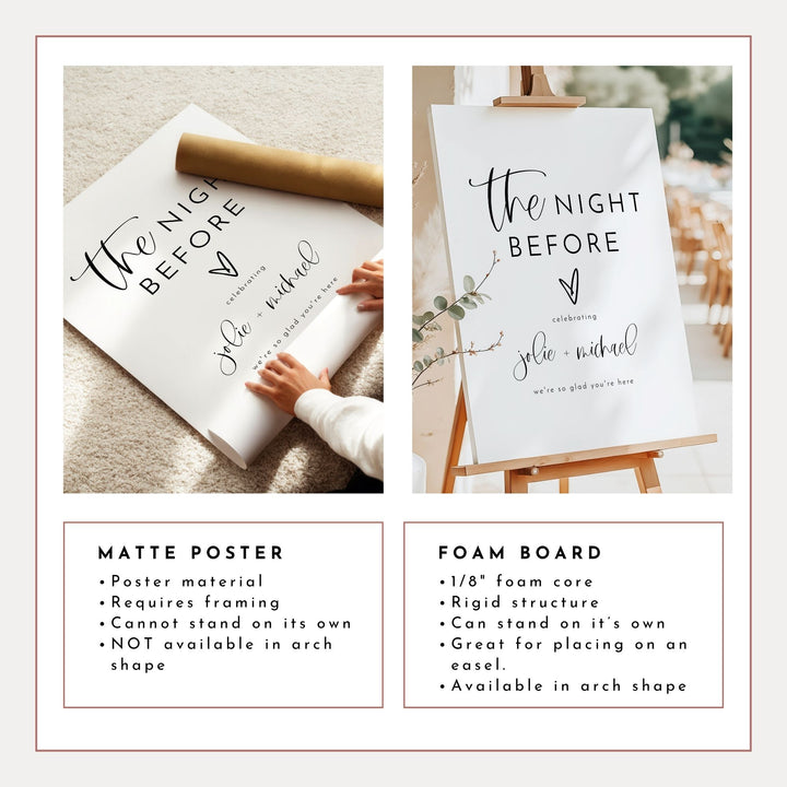 JOLIE The Night Before Minimalist Boho Wedding Rehearsal Dinner Welcome Sign