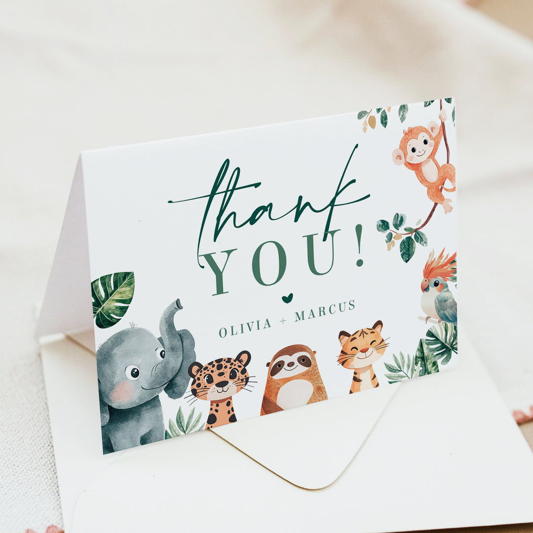 WILDER Jungle Animals Personalized Thank You Cards