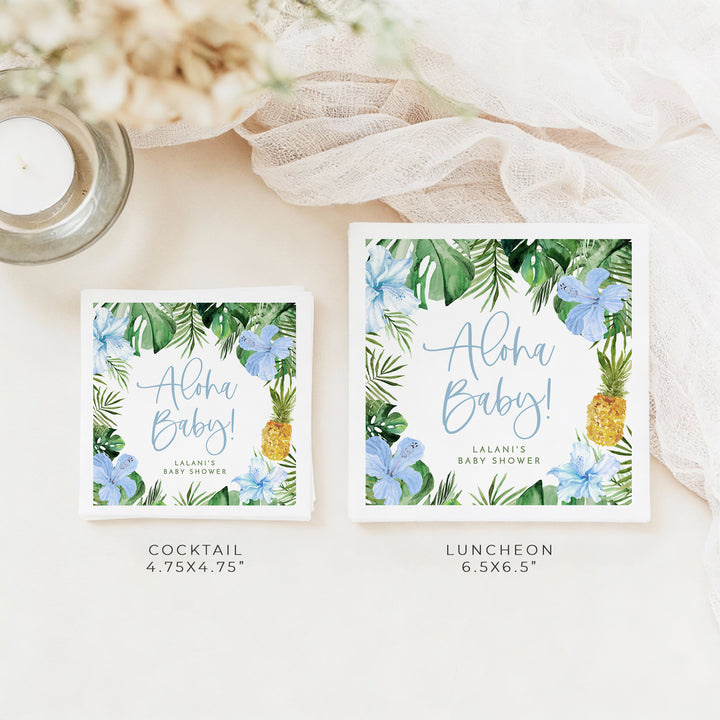 LALANI Personalized Aloha Baby Tropical Luau Baby Shower Napkins