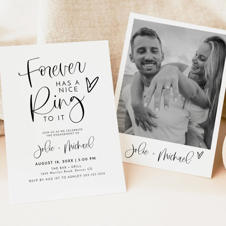 JOLIE Forever has a Nice Ring to it Engagement Party Invitation with Photo