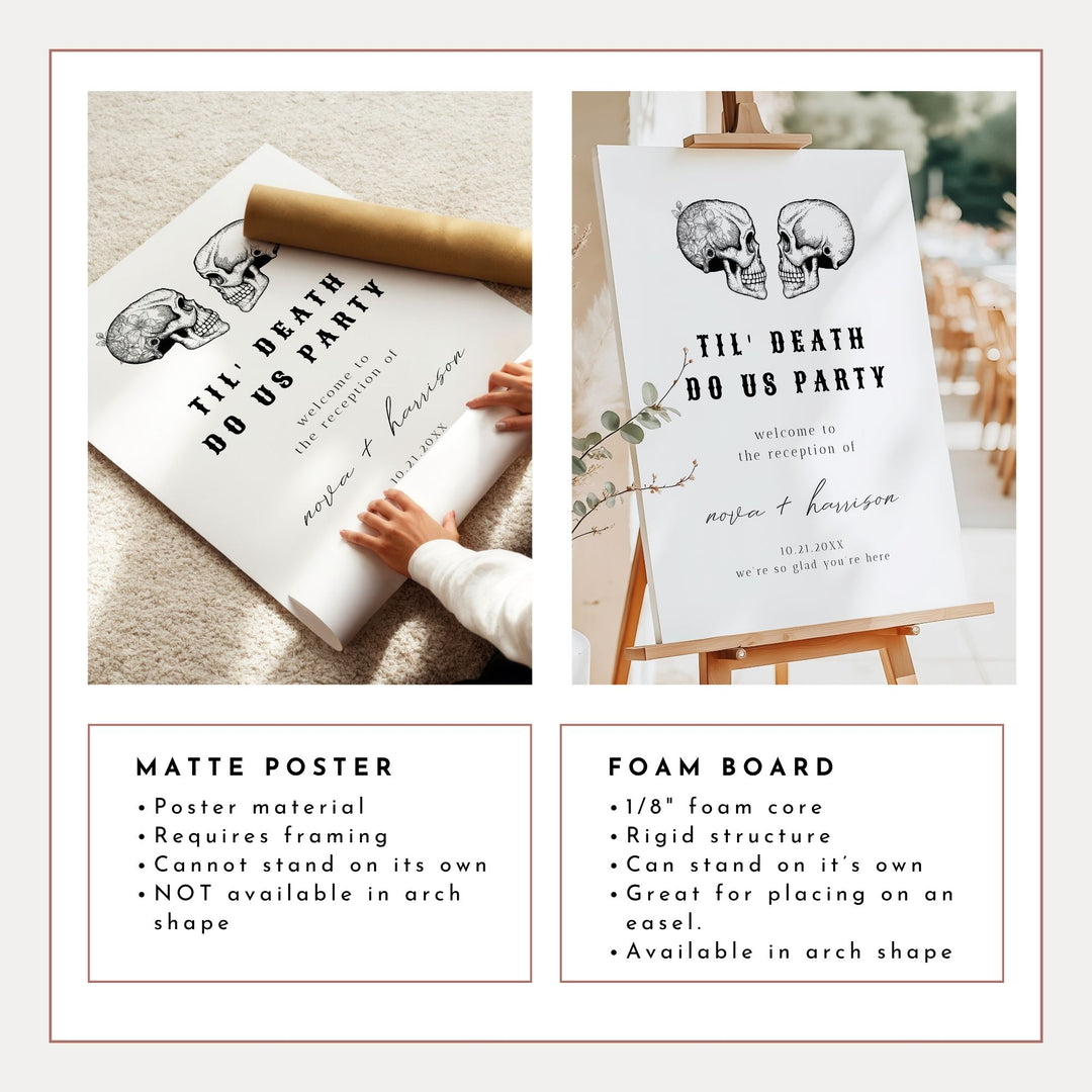 NOVA Til Death Do Us Party Halloween Elopement Reception Party Sign
