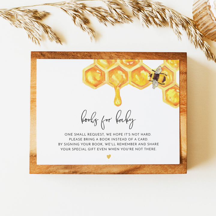 ROMY Rustic Yellow Bumble Bee Baby Shower Books for Baby Card