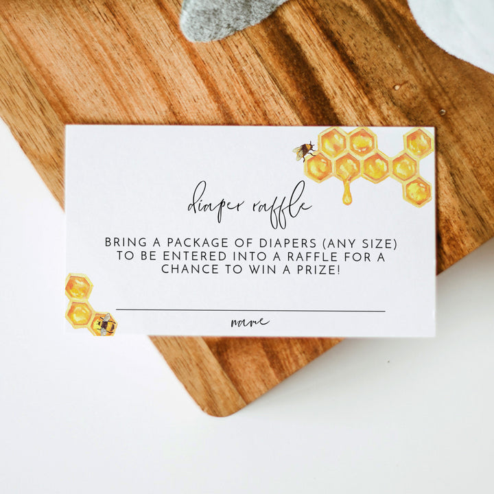 ROMY Boho Honey Bee Baby Shower Diaper Raffle Cards