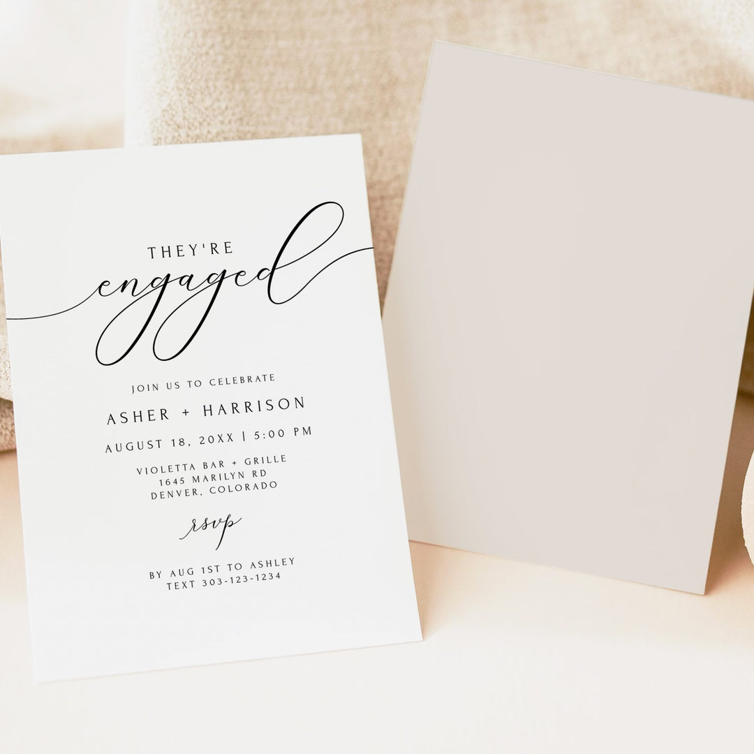 ASHER They're Engaged Elegant Engagement Party Invitations
