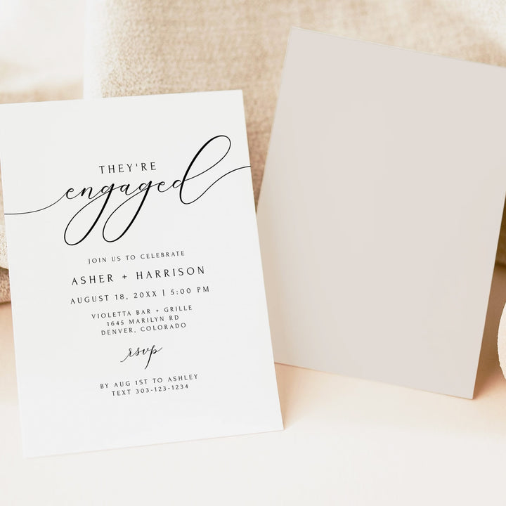 ASHER They're Engaged Elegant Engagement Party Invitations